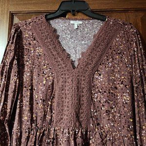 Maurices Plus Size Lace Crochet Trim Top (Mauve Color)